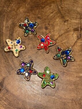Gold Jewel Star Button Covers 6 Maximalist Celestial Rhinestone Accessories